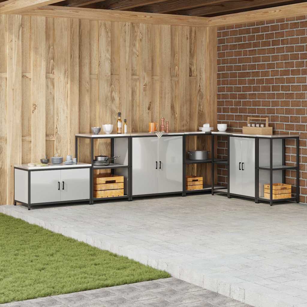 Küchenlagerregal mit Regal mit Tür Silber Galvanisierter Stahl