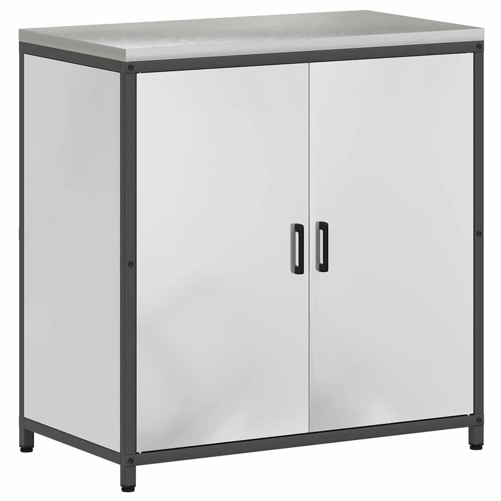 Küchenlagerregal mit Regal mit Tür Silber Galvanisierter Stahl