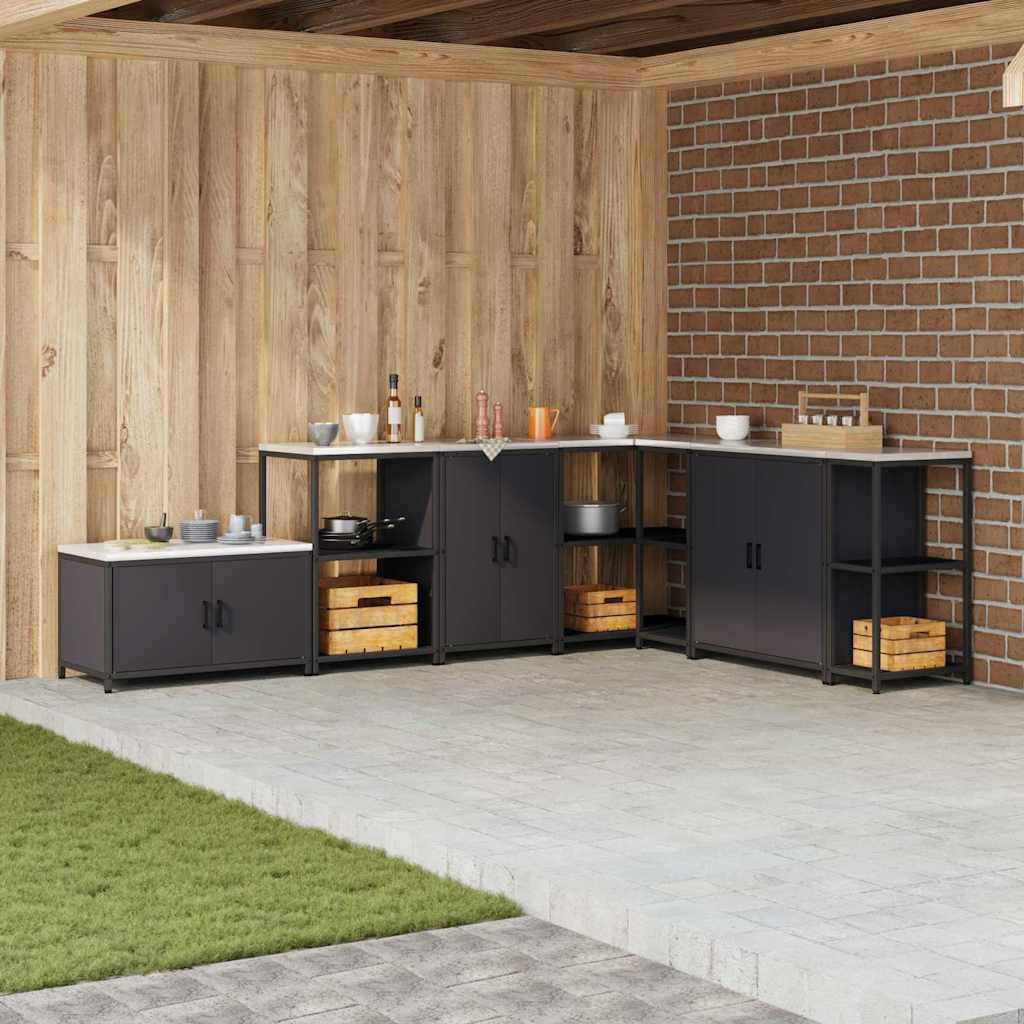 Küchenlagerregal mit Regal mit Speicher mit Tür Schwarz Stahl