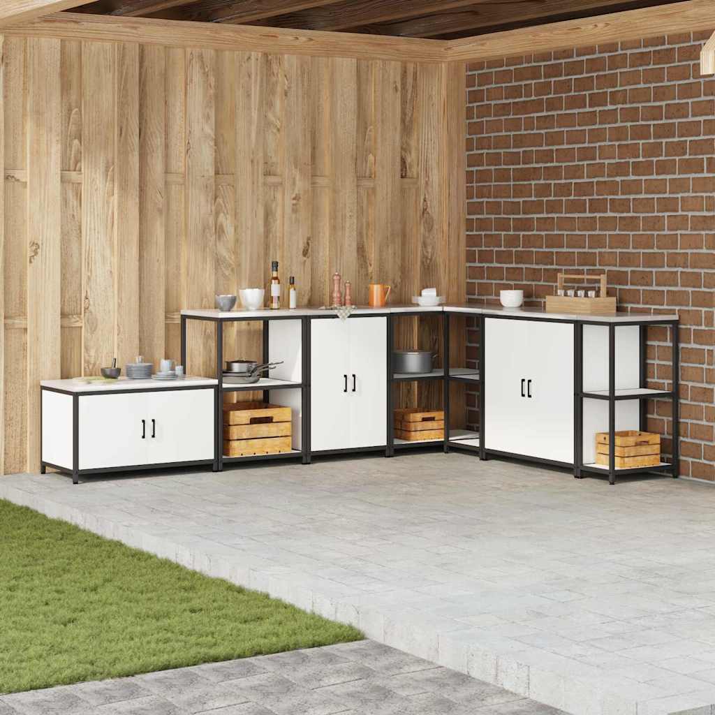 Küchenlagerregal mit Regal mit Speicher mit Tür Weiß Stahl