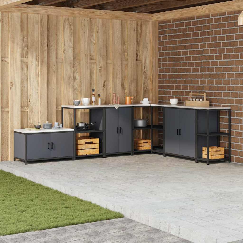 Küchenlagerregal mit Regal mit Speicher mit Tür Anthrazit Stahl