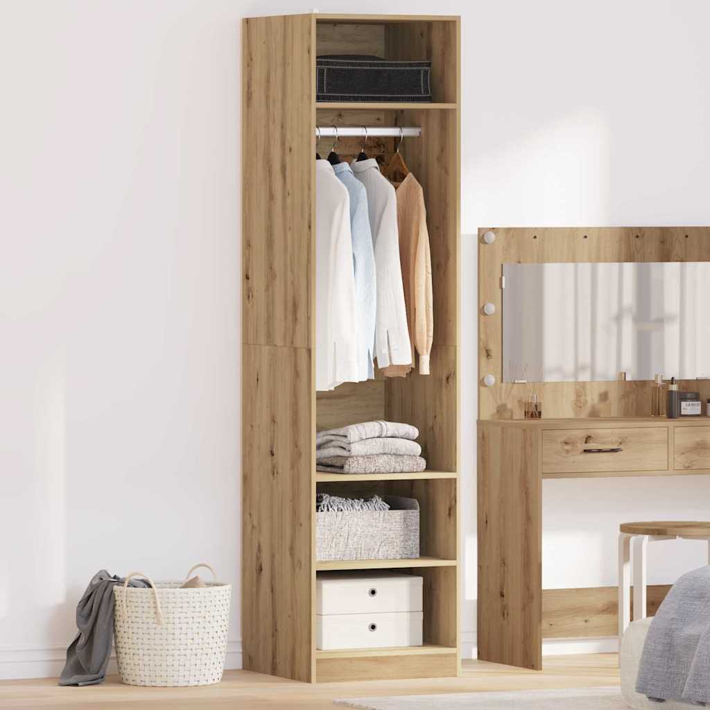 Kleiderschrank mit Regal Eiche handwerklich Holzwerkstoff