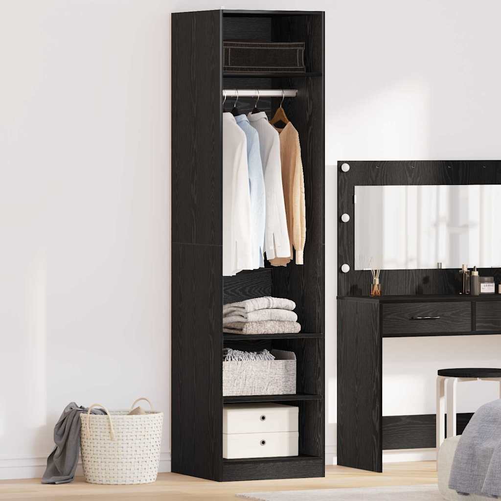 Kleiderschrank mit Regal Schwarze Eiche Holzwerkstoff