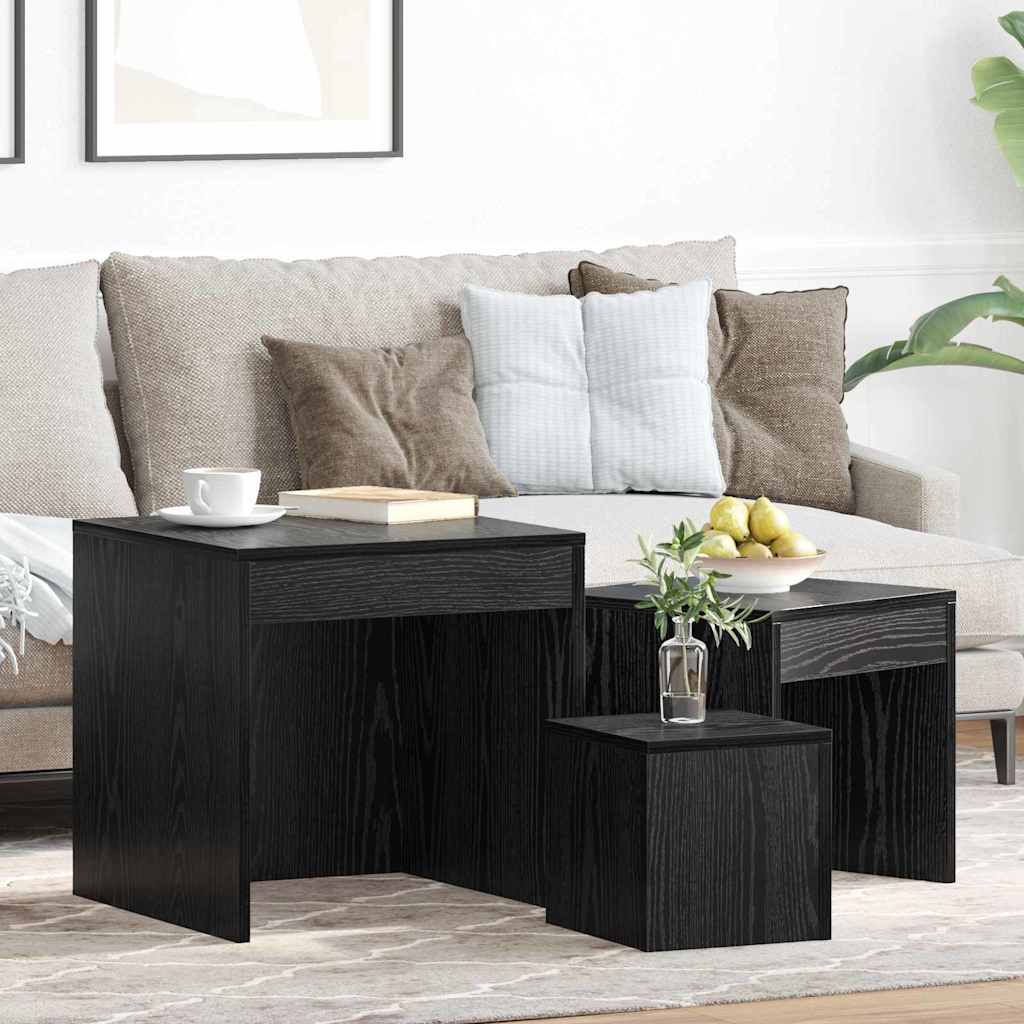 Kaffee-Tische 3 pcs Schwarze Eiche 45 x 45 x 45 cm