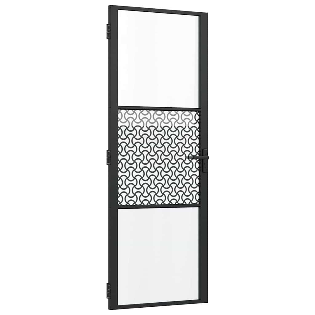 Innentür Schwarz 76 x 201.5 cm Gehärtetes Glas, Aluminium