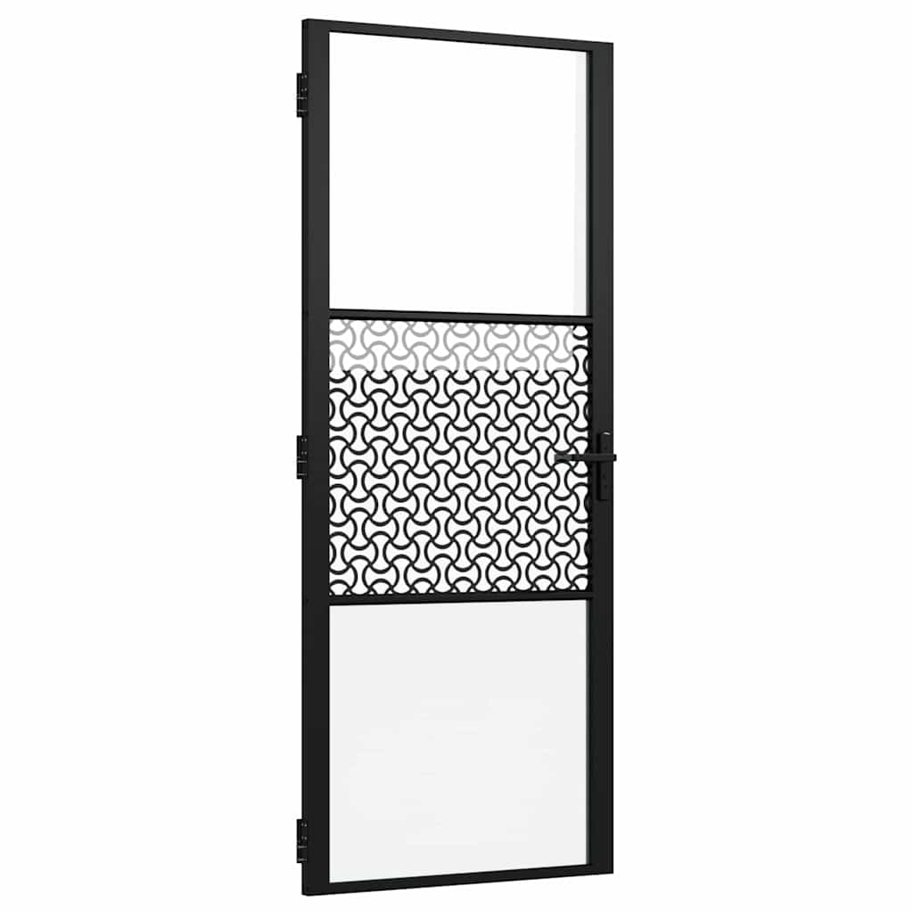 Innentür Schwarz 83 x 201.5 cm Gehärtetes Glas, Aluminium