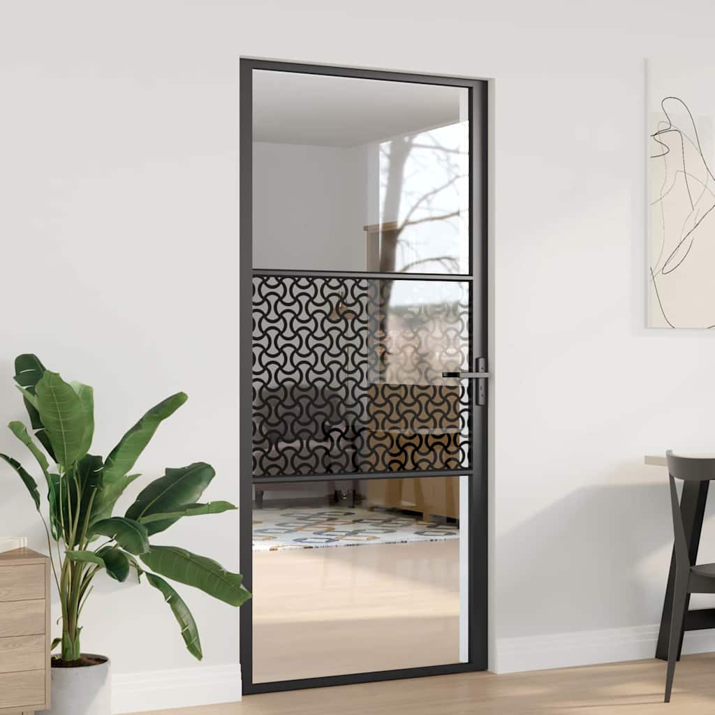 Innentür Schwarz 93 x 201.5 cm Gehärtetes Glas, Aluminium