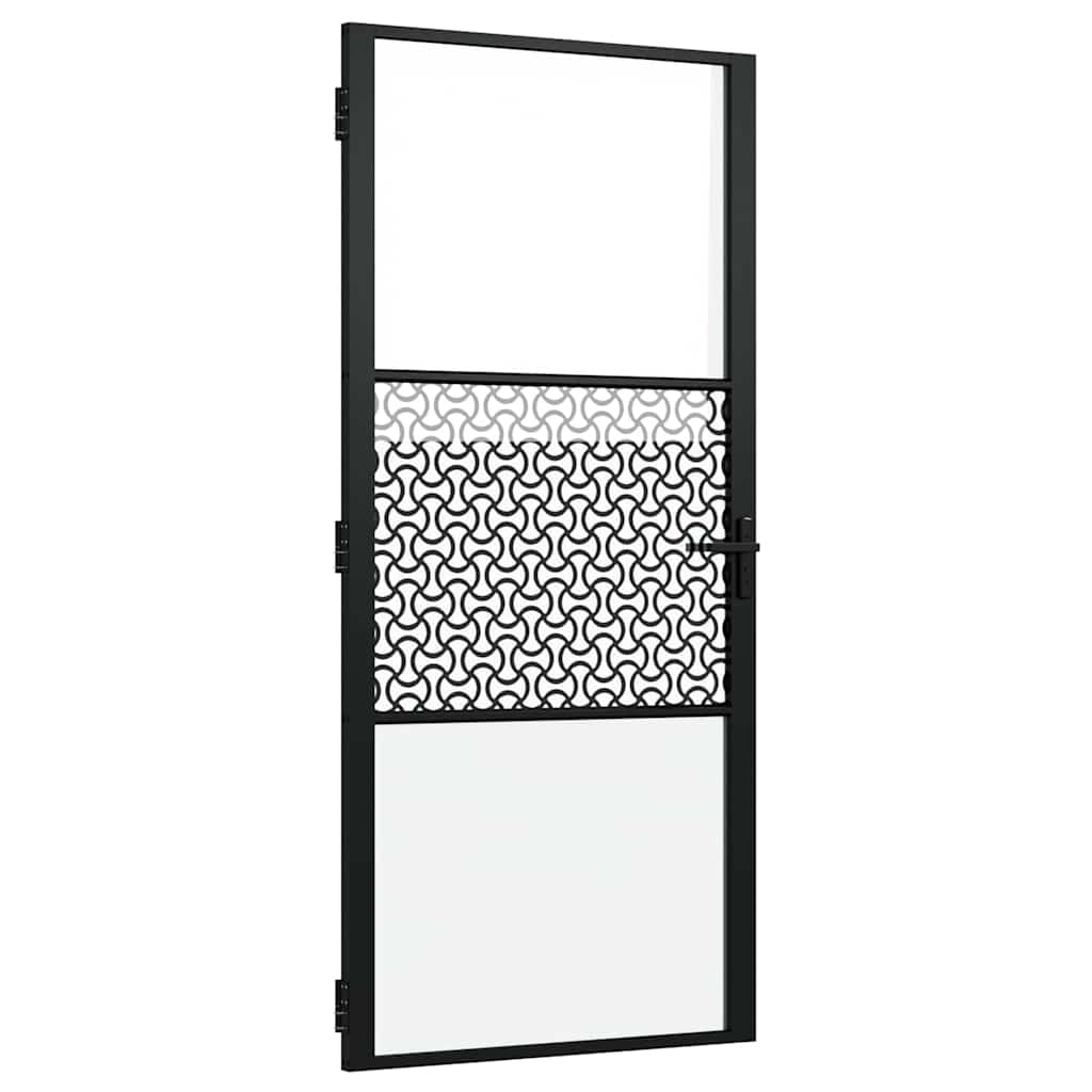 Innentür Schwarz 93 x 201.5 cm Gehärtetes Glas, Aluminium