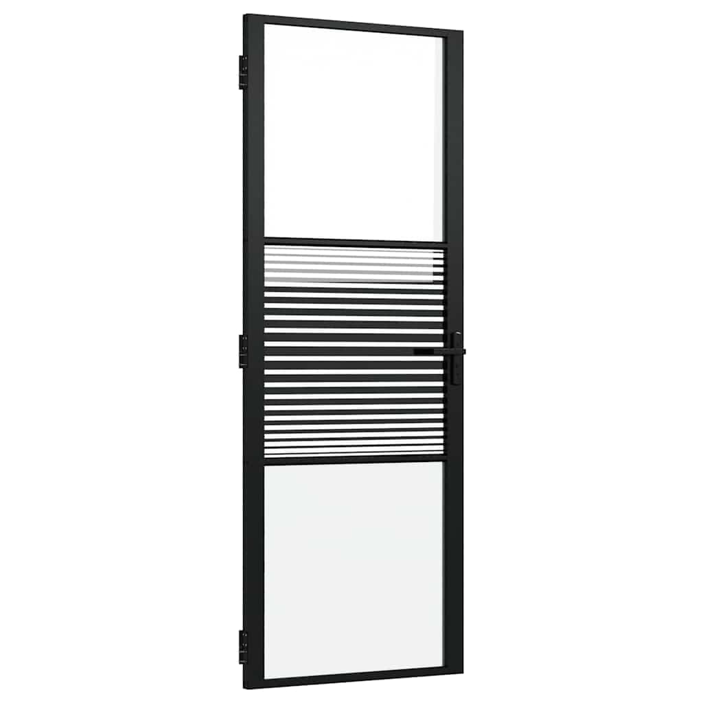 Innentür Schwarz 76 x 201.5 cm Gehärtetes Glas, Aluminium