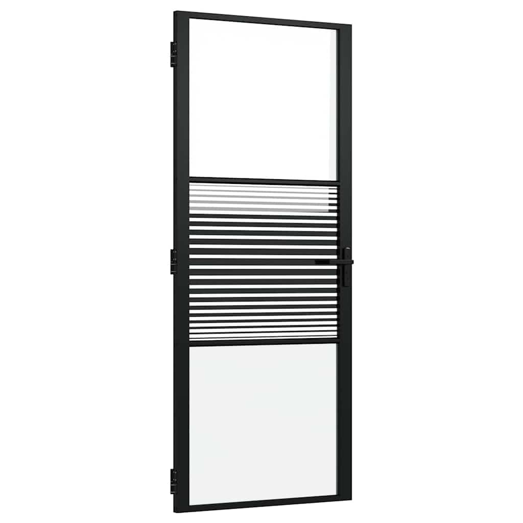 Innentür Schwarz 83 x 201.5 cm Gehärtetes Glas, Aluminium