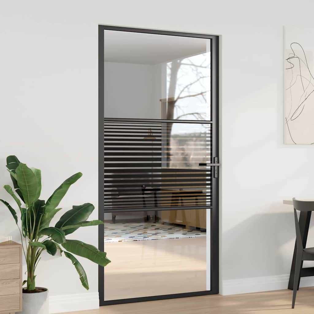 Innentür Schwarz 102.5 x 201.5 cm Gehärtetes Glas, Aluminium
