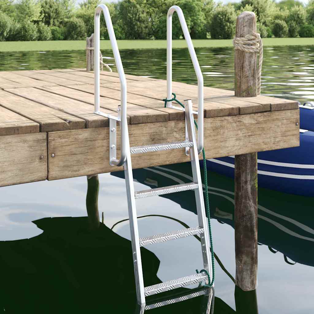 Dockleiter 4-Stufen Silber 58 x 77 x 166 cm Aluminium