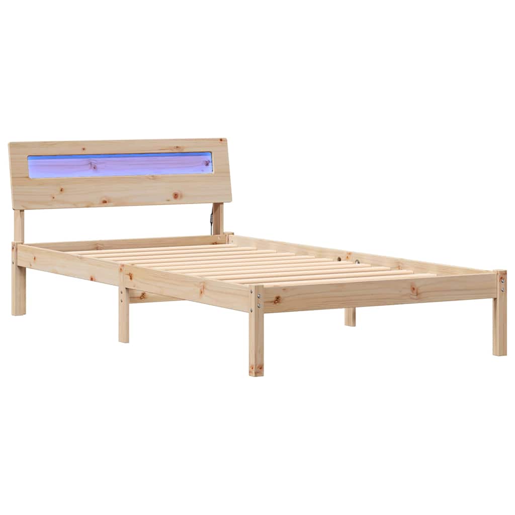 Bettgestell mit Kopfteil Braun 100 x 200 cm Massivholz Kiefer