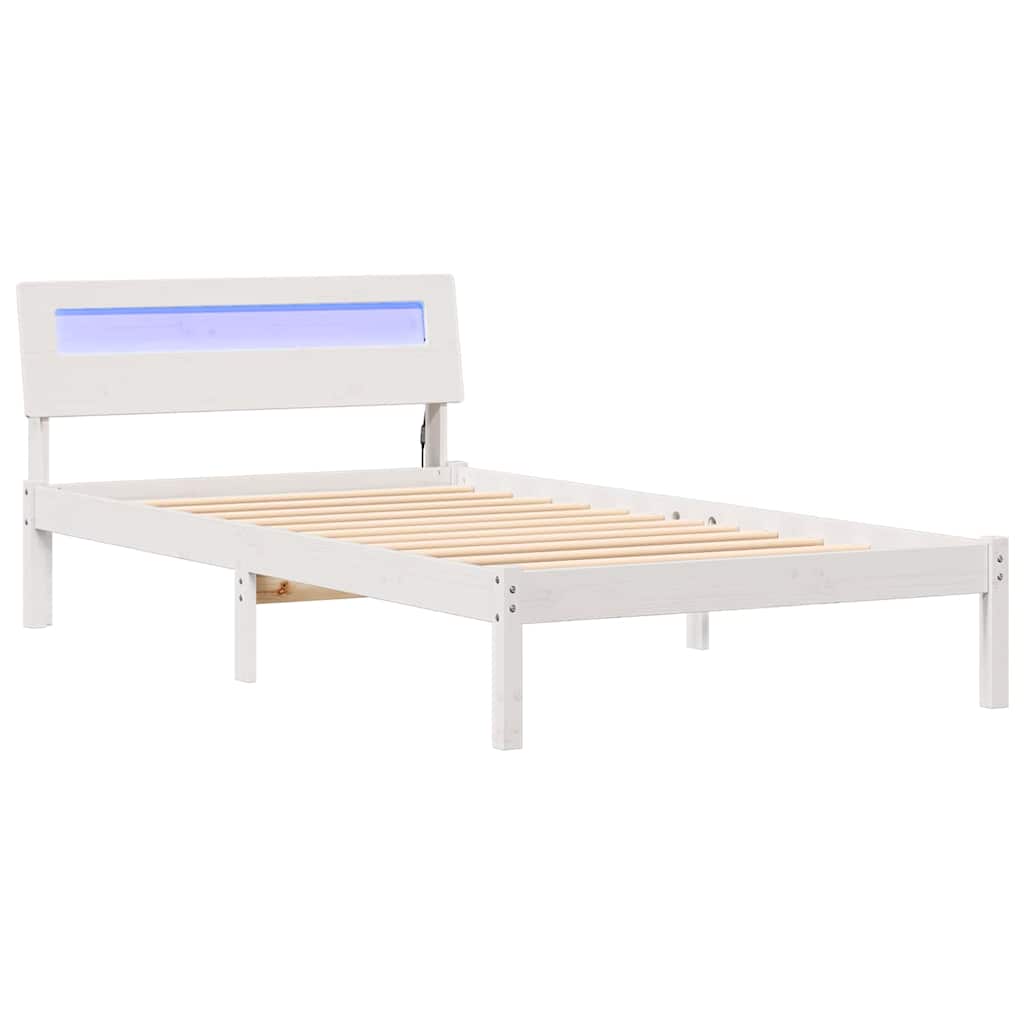 Bettgestell mit Kopfteil Weiß 75 x 190 cm Massivholz Kiefer