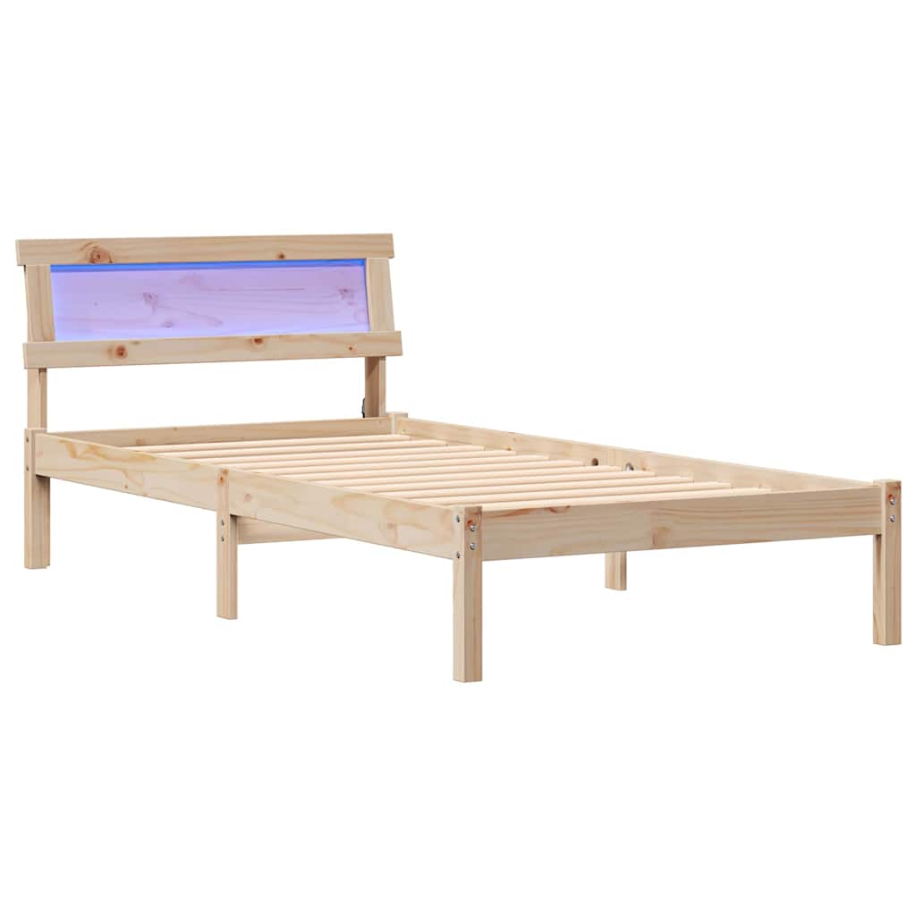Bettgestell mit Kopfteil Braun 100 x 200 cm Massivholz Kiefer