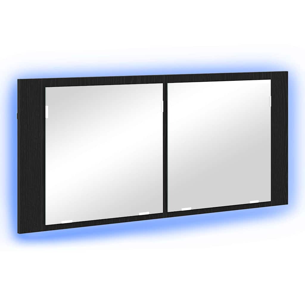 LED Spiegel-Schrank mit Regal Schwarze Eiche 100 x 12 x 45 cm