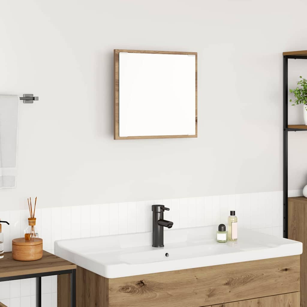 LED Badezimmer Spiegel Eiche handwerklich 40 x 8.5 x 37 cm