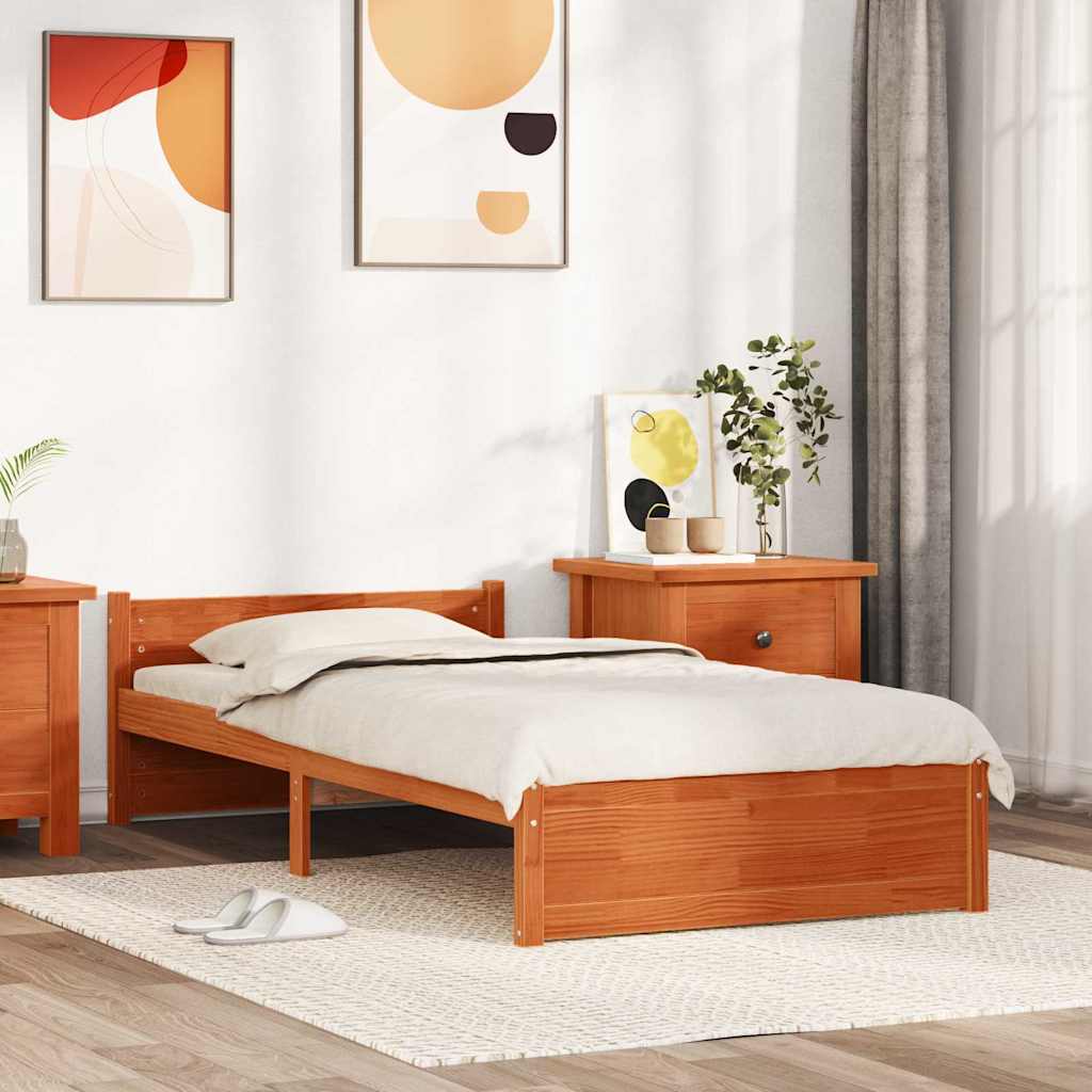 Bettgestell Wachsbraun 100 x 200 cm Massivholz Kiefer