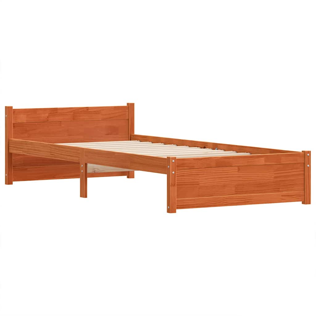Bettgestell Wachsbraun 100 x 200 cm Massivholz Kiefer