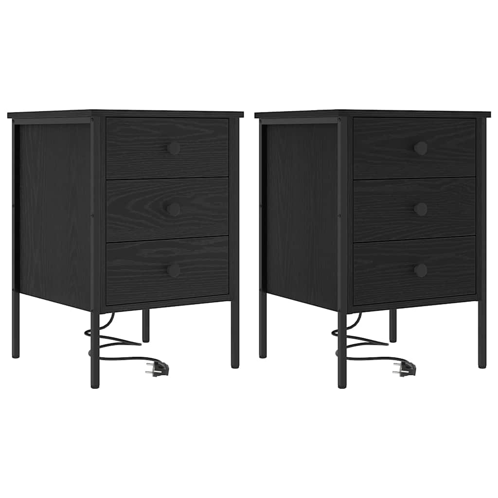 Nachttische 2 pcs Schwarze Eiche 42 x 41 x 61 cm Holzwerkstoff
