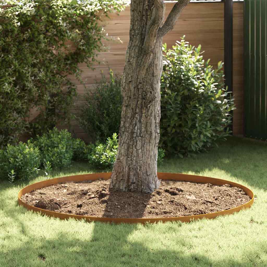 Rasenrand 4 pcs Rostig 450 x 10 cm Witterungsbeständiger Stahl
