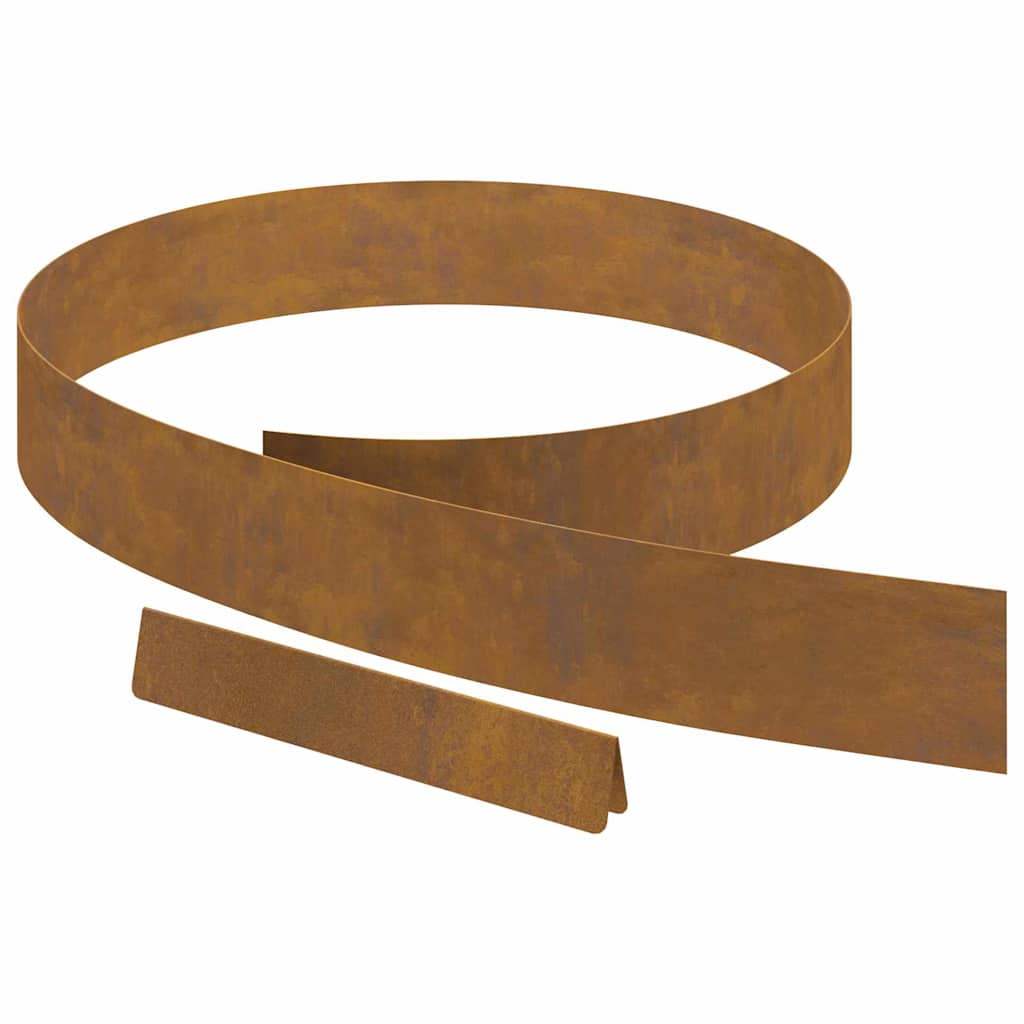 Rasenrand 4 pcs Rostig 450 x 10 cm Witterungsbeständiger Stahl