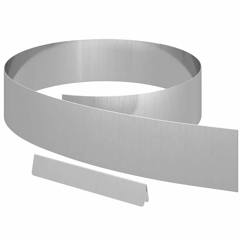 Rasenrand 4 pcs Silber 450 x 15 cm Verzinkter Stahl
