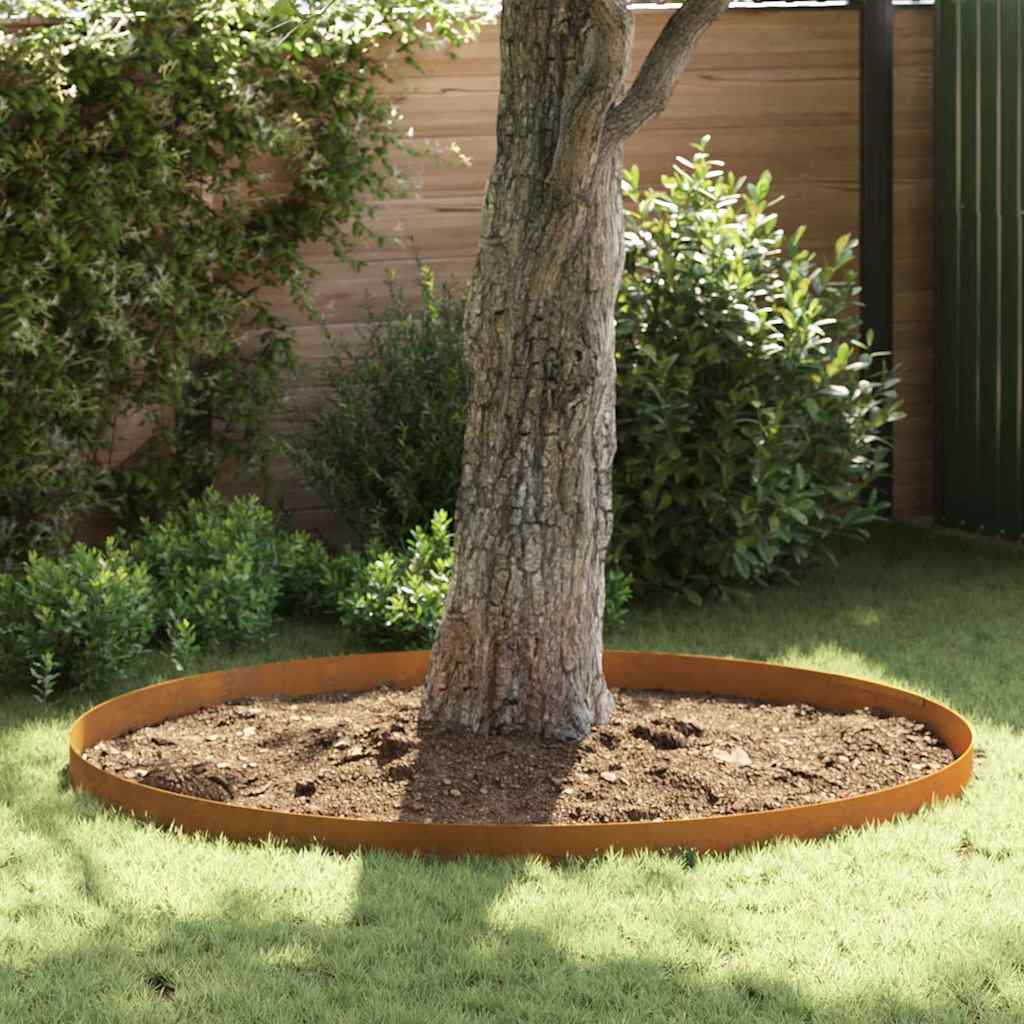 Rasenrand 4 pcs Rostig 450 x 15 cm Witterungsbeständiger Stahl
