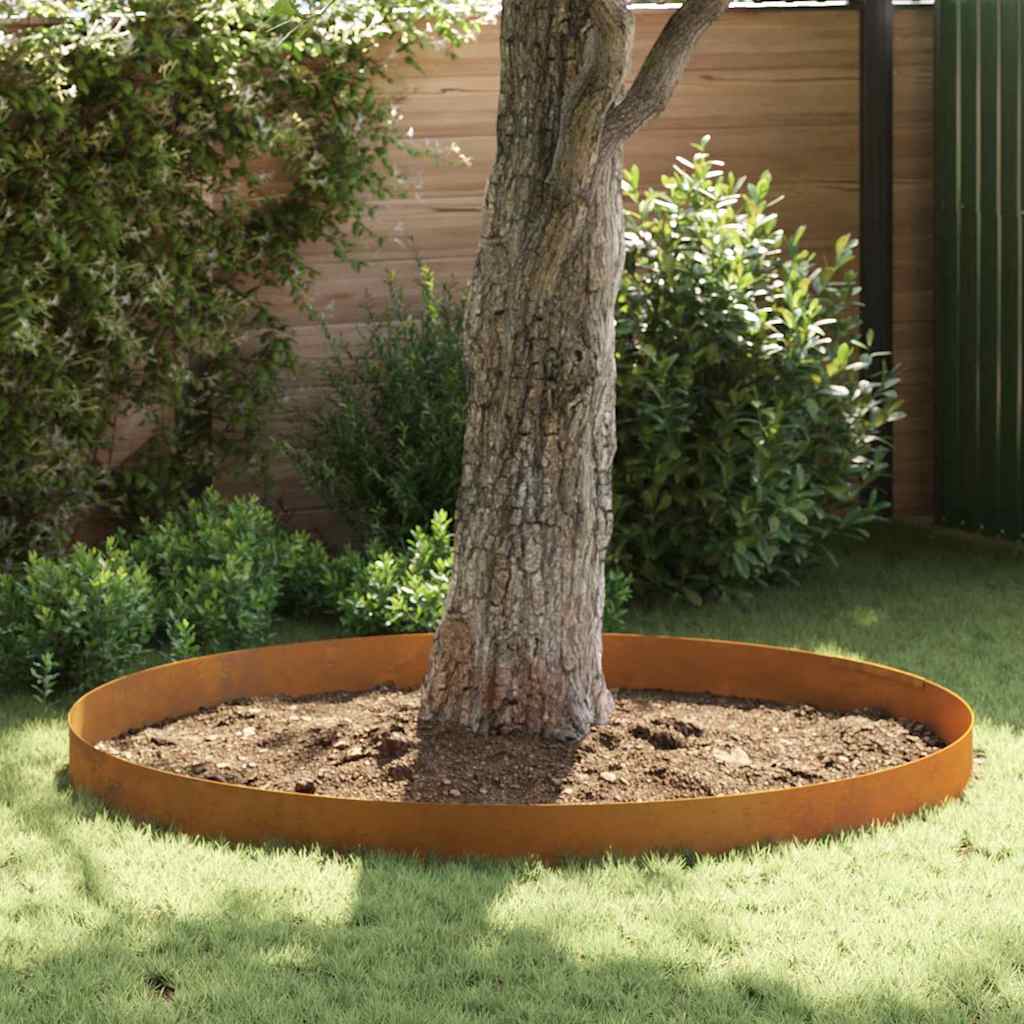 Rasenrand 4 pcs Rostig 450 x 20 cm Witterungsbeständiger Stahl
