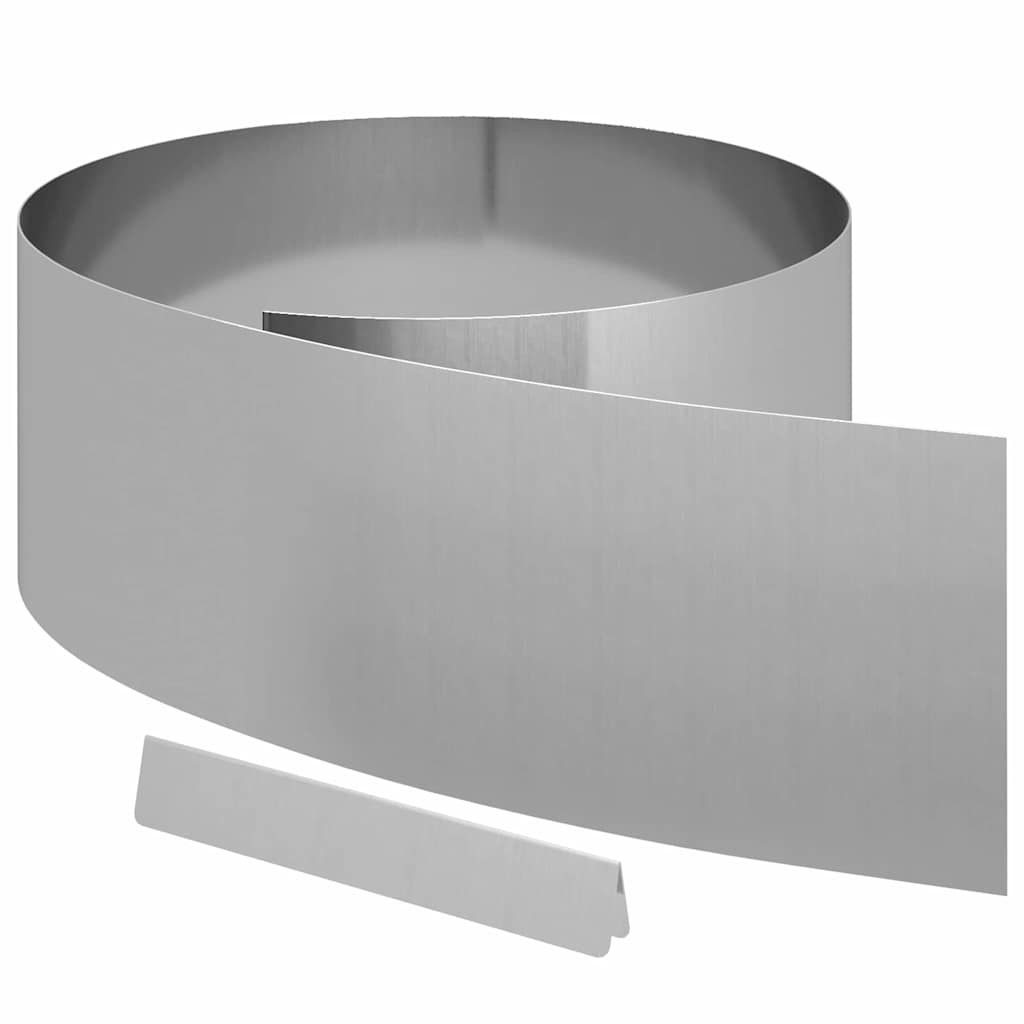 Rasenrand 4 pcs Silber 450 x 25 cm Verzinkter Stahl