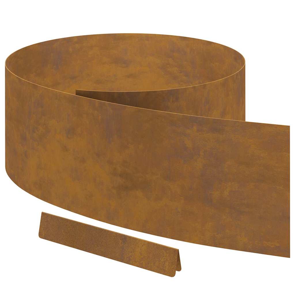 Rasenrand 4 pcs Rostig 450 x 25 cm Witterungsbeständiger Stahl