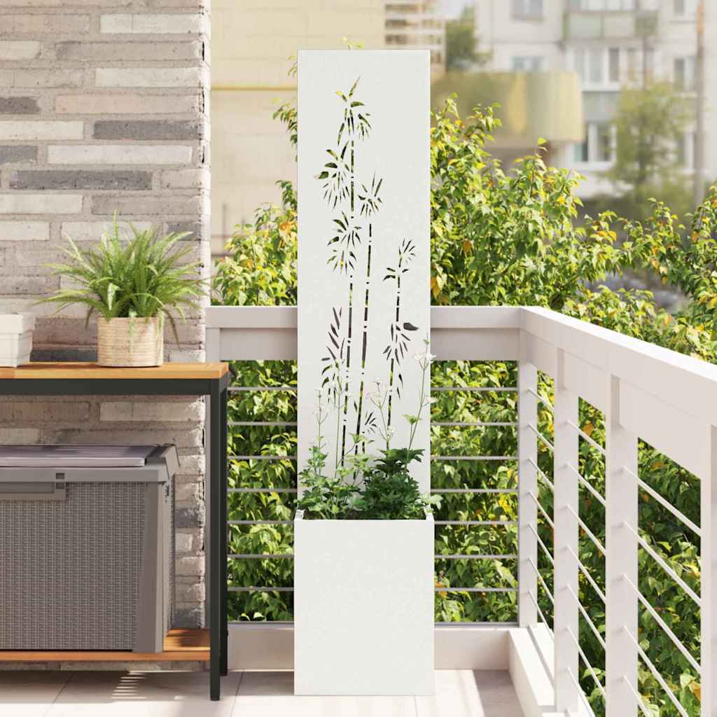 Blumentopf mit dekorativem Paneel Weiß 32 x 140 cm