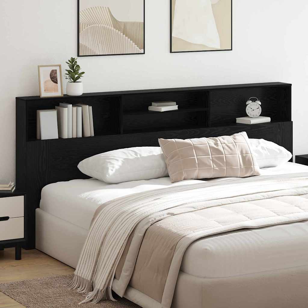 Kopfteil Schrank mit Regal Schwarze Eiche 220 x 19 x 101.5 cm
