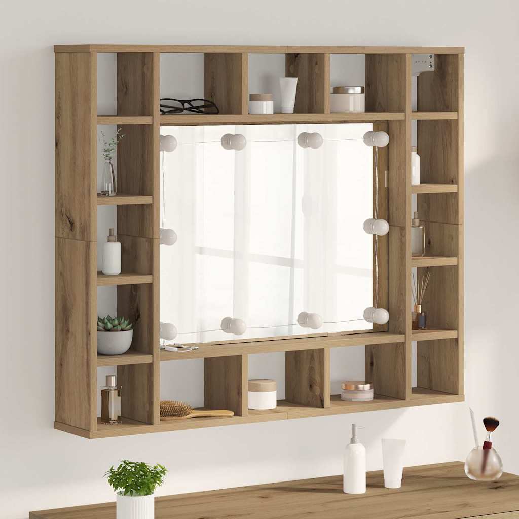 Spiegelschrank mit Regal Eiche handwerklich 91 x 15 x 76.5 cm
