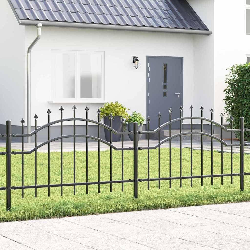 Gartenzaun Grau 115 cm Pulverbeschichteter Stahl