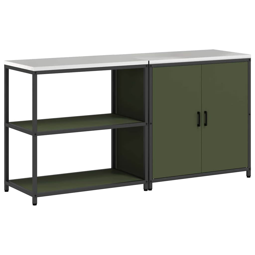 Küchenlager-Set mit Regal 2 pcs Olive Grün 180 x 50 x 92 cm
