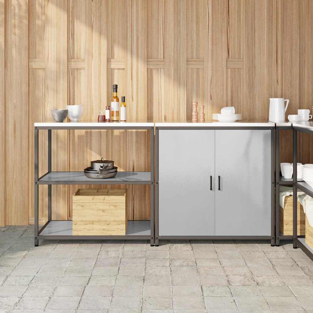 Küchenlager-Set mit Tür 2 pcs Silber 180 x 50 x 92 cm Edelstahl