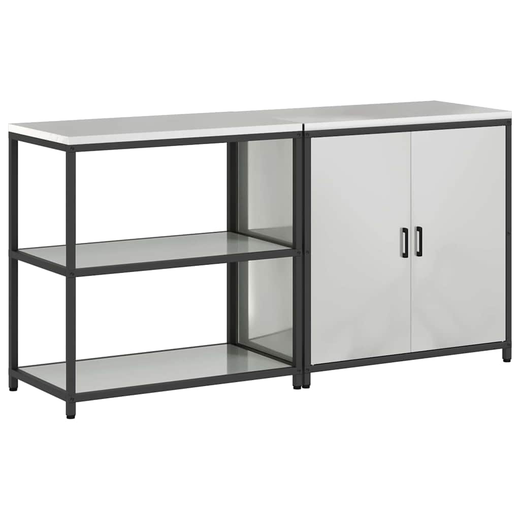 Küchenlager-Set 2 pcs Silber 180 x 50 x 92 cm Verzinkter Stahl