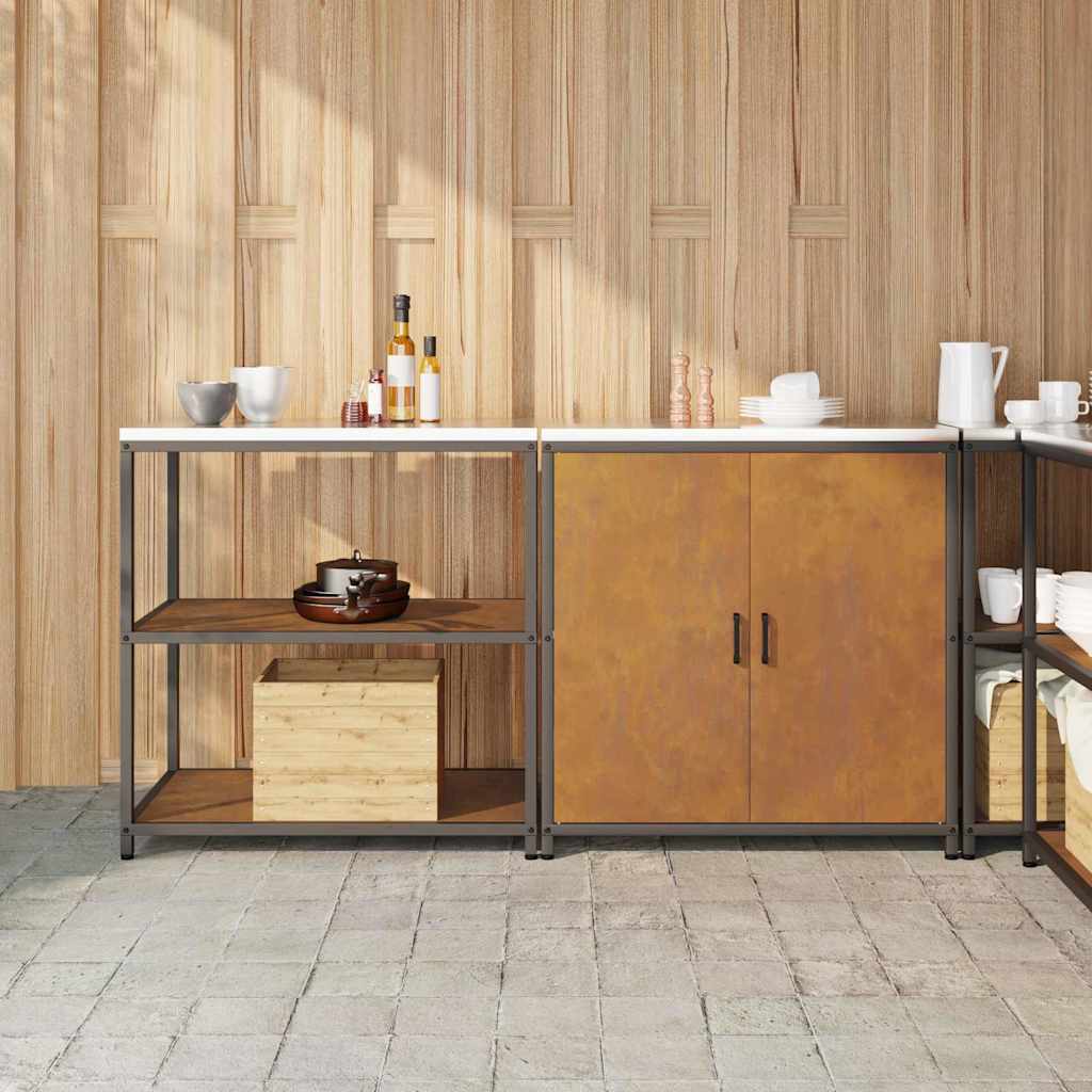 Küchenlager-Set mit Regal mit Tür 2 pcs Rostig 180 x 50 x 92 cm