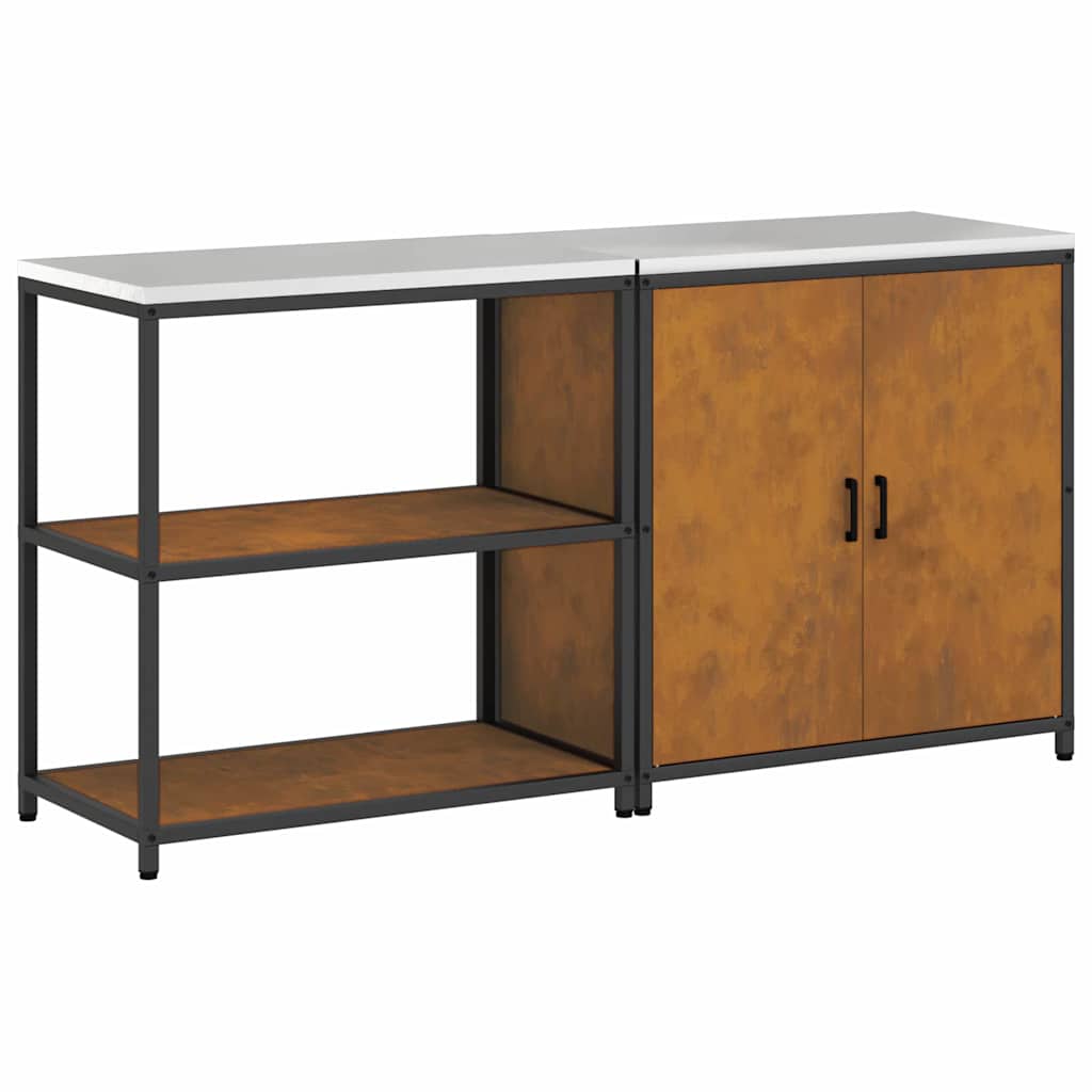 Küchenlager-Set mit Regal mit Tür 2 pcs Rostig 180 x 50 x 92 cm