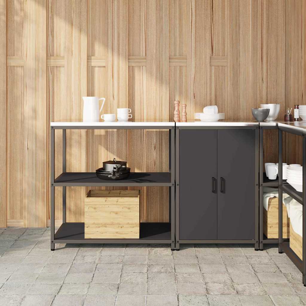 Küchenlager-Set mit Regal 2 pcs Schwarz 150 x 50 x 92 cm
