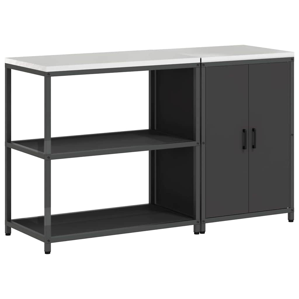 Küchenlager-Set mit Regal 2 pcs Schwarz 150 x 50 x 92 cm