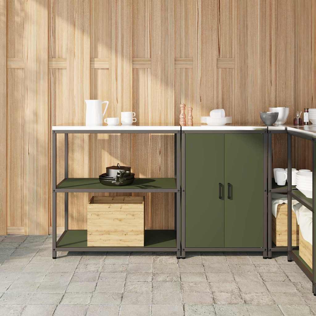 Küchenlager-Set mit Regal 2 pcs Olive Grün 150 x 50 x 92 cm