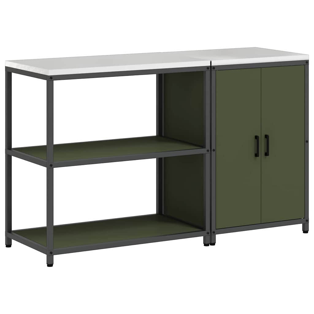 Küchenlager-Set mit Regal 2 pcs Olive Grün 150 x 50 x 92 cm