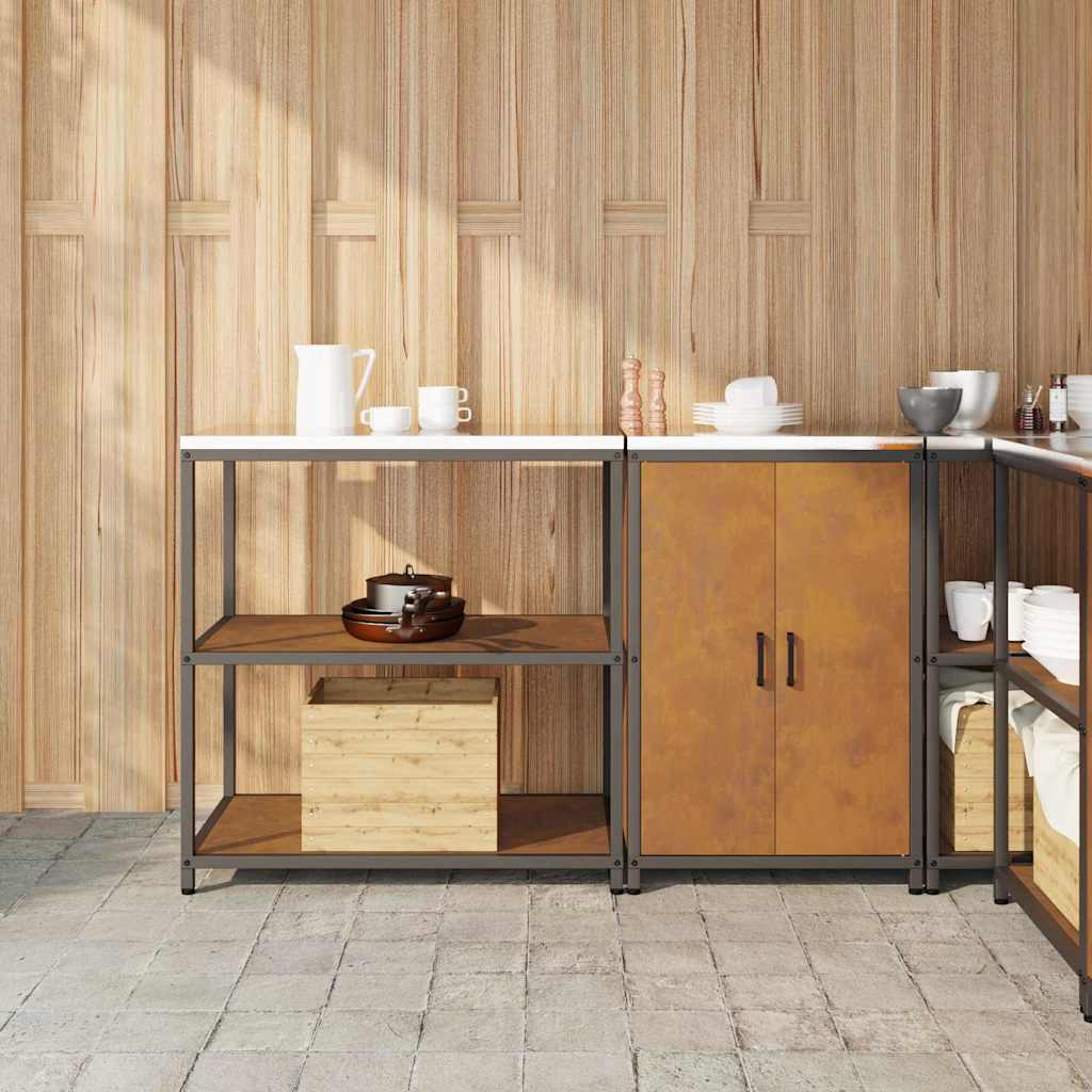 Küchenlager-Set mit Regal mit Tür 2 pcs Rostig 150 x 50 x 92 cm