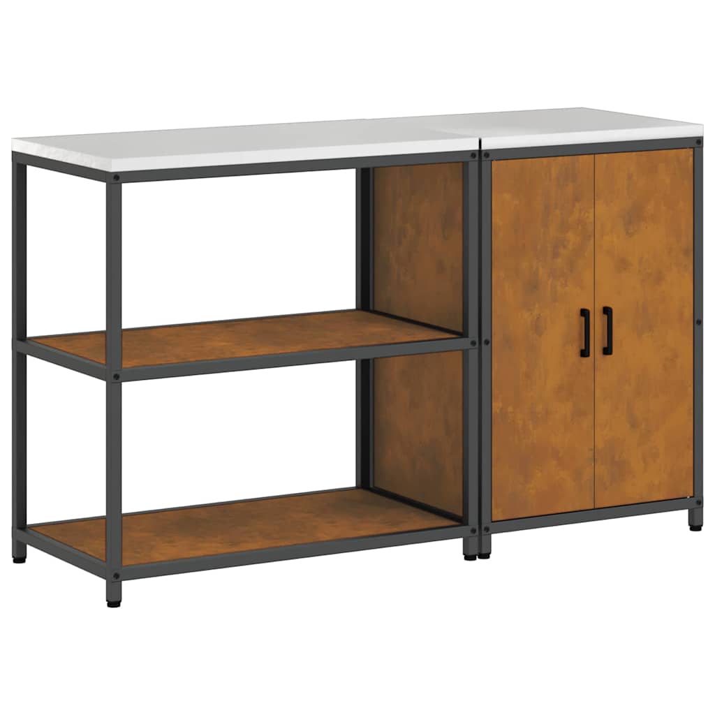 Küchenlager-Set mit Regal mit Tür 2 pcs Rostig 150 x 50 x 92 cm
