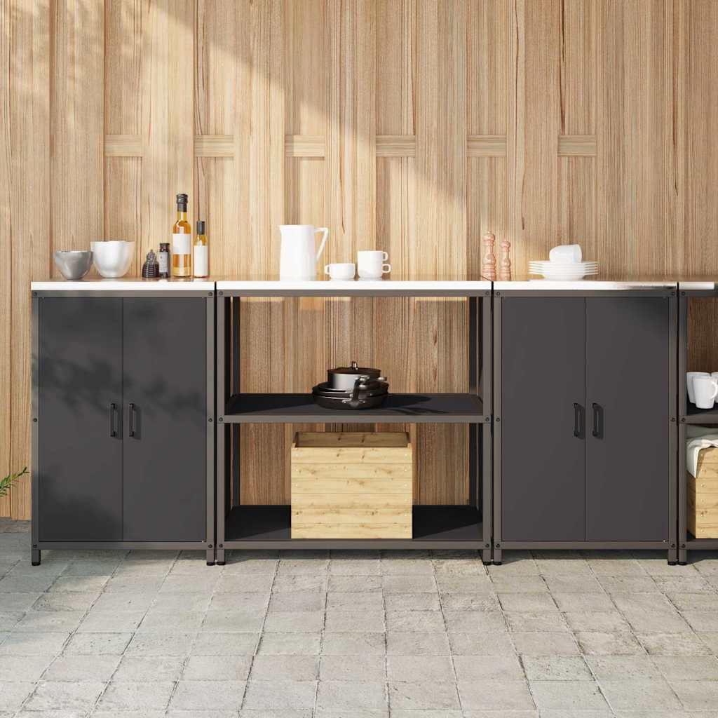 Küchenlager-Set mit Regal 3 pcs Schwarz 210 x 50 x 92 cm