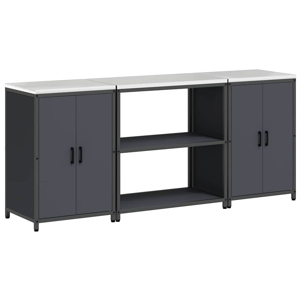 Küchenlager-Set mit Regal 3 pcs Anthrazit 210 x 50 x 92 cm