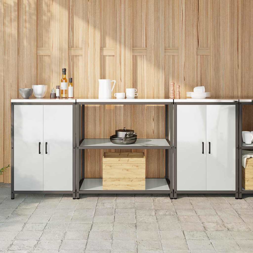 Küchenlager-Set 3 pcs Silber 210 x 50 x 92 cm Verzinkter Stahl