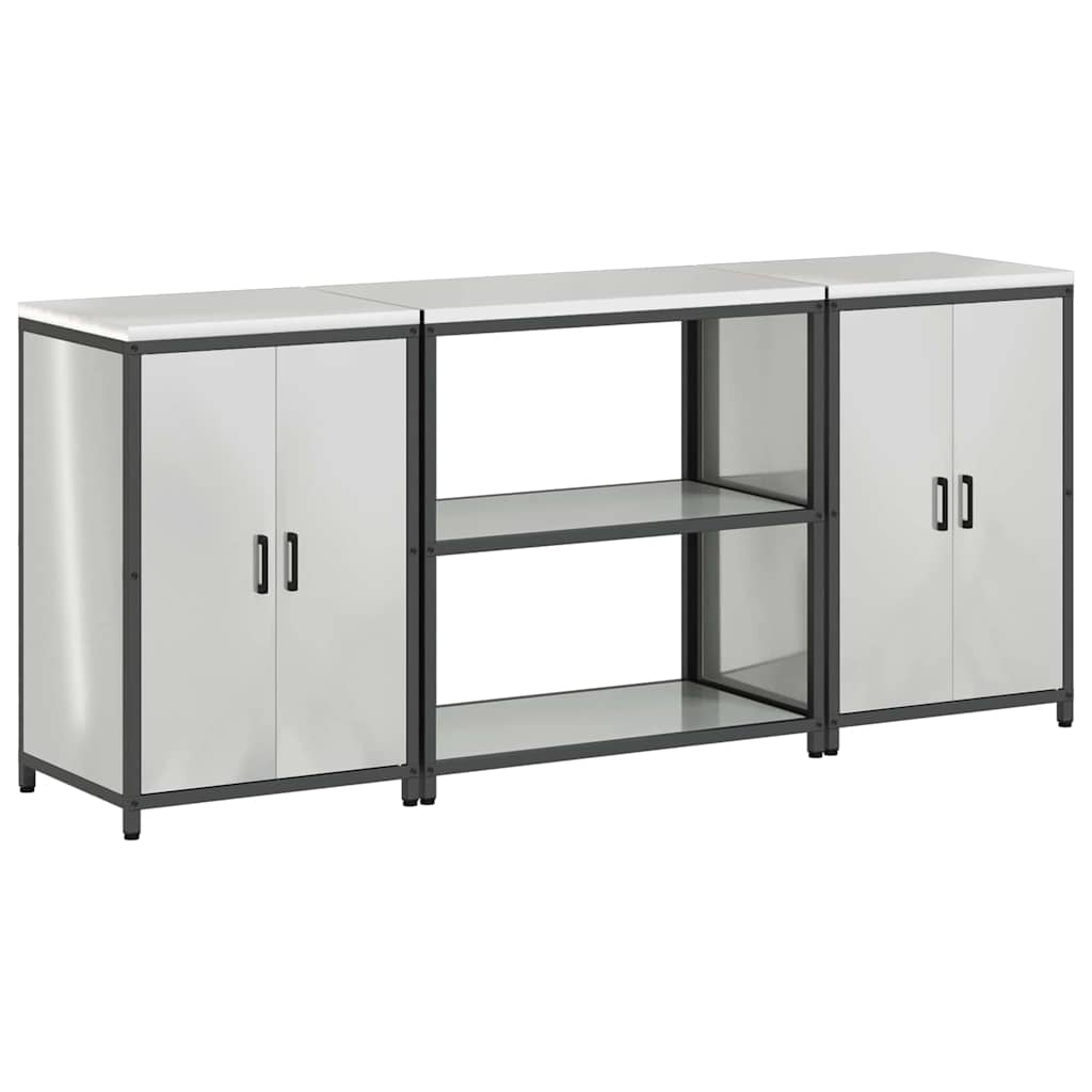 Küchenlager-Set 3 pcs Silber 210 x 50 x 92 cm Verzinkter Stahl